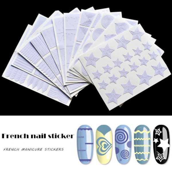 

nu-taty nail french nail sticker smile sticker french style 12pcs/set tools, Black