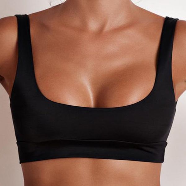 

2018 summer sleeveless tank women black crop scoop neck bikini solid casual slim fitness vest ladies camis, White