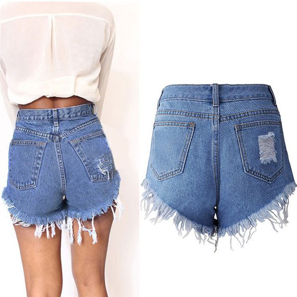 Jeans Mode Frauen Sommer 2018 Sexy Mini Kurzquasten -Loch -Shorts Jeans Jeans Denim hohe Taille Kurzhose für weibliche Großhandel #K30