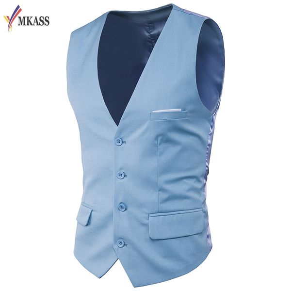 

8 solid colors suit vest men new arrival single-breasted man vest slim v-neck suit male puls size 6xl, Black;white