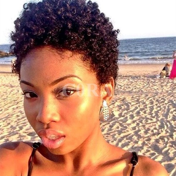 Human Hair Cut Brazilian Bob Wigs For Black Women Glueless None