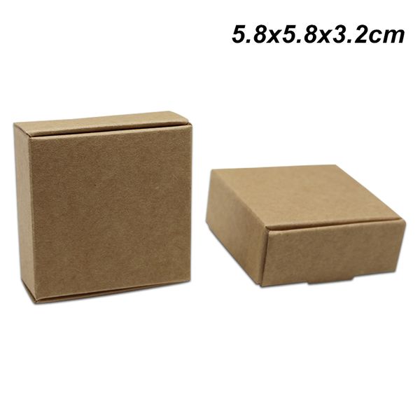 

50pcs/lot 5.8x5.8x3.2 cm kraft paper birthday party box for jewelry accessory craft arts package box chocolate pack box for cookie bake cake