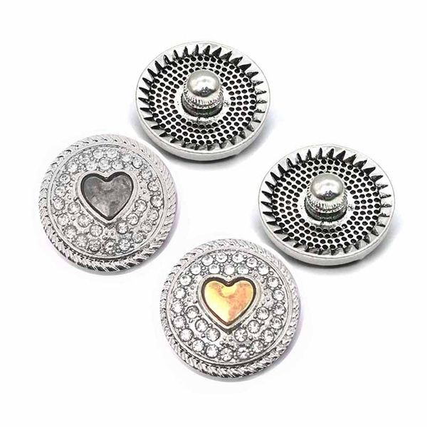 

high qualit heart w044 18mm 20mm rhinestone metal button for snap button bracelet necklace jewelry for women silver jewelry