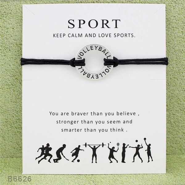 Neue Silber Ton Kreis Volleyball Charme Armbänder Armreifen Frauen Mädchen Segen Karte Armband Freundschaft Unendlichkeit Geschenke