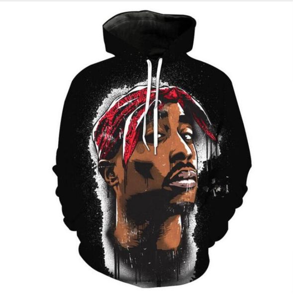 

fashion womens/mens harajuku style 2pac tupac funny 3d print casual crewneck hoodies plus size lms033, Black