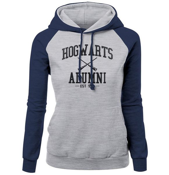 

hogwarts alumni letter print women's sweatshirt 2017 autumn winter fleece raglan hoody brand clothing fashion pullover harajuku, Black
