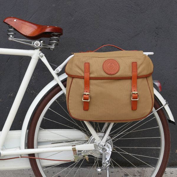

tourbon retro bicycle pannier bag rear rack trunk bike backseat luggage double roll-up bag vintage waxed waterproof canvas khaki