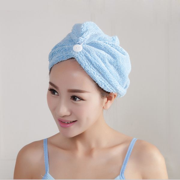 

shower cap 100 % cotton mini women absorbent 60*25cm bath turban hair-drying bath towel bathrobe hat multi colors 2017
