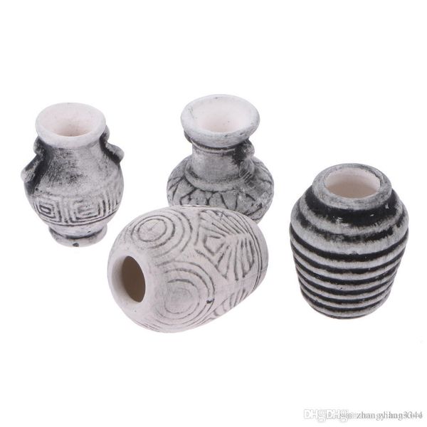 1//12 Dollhouse Miniatures Antique China Porcelain Flower Vases Set 4pcs