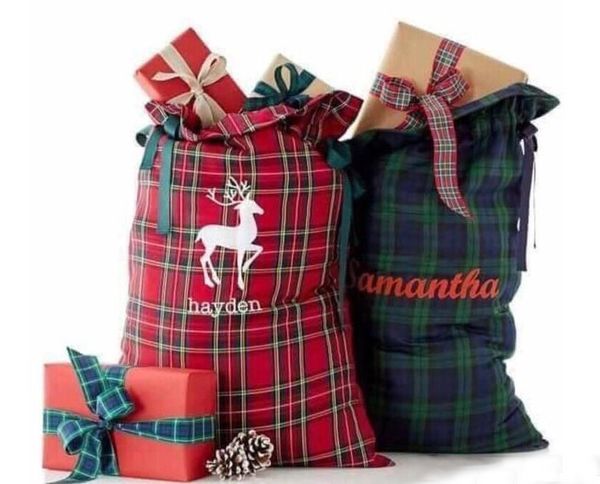 

plaid drawstring gift bag santa sacks christmas kids candy bag gift bags indoor decoration canvas plaid santa sacks sack bag