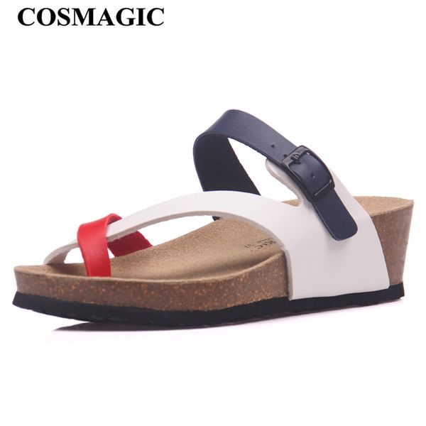 Mode Kork Keil Sandalen Slipper 2018 Neue Frauen Sommer Strand Trifle Casual Kreuz Schnalle Flip Flips Kostenloser Versand