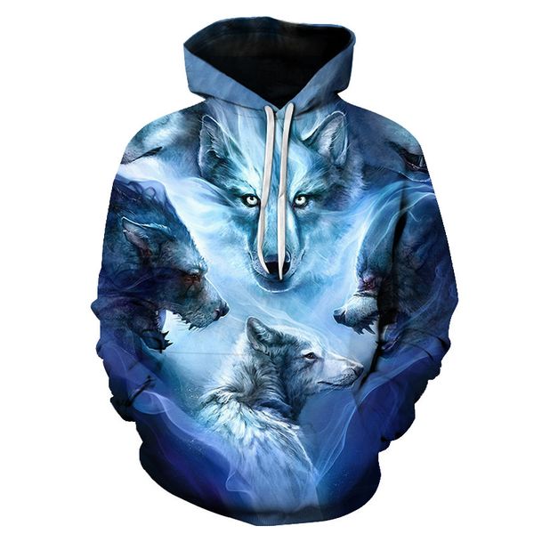 

zutter fashion cool wolf hoodie men / women's 3d sweatshirt with hat animal print tiger fashion hoodie sweatshirt s-6xl, Black