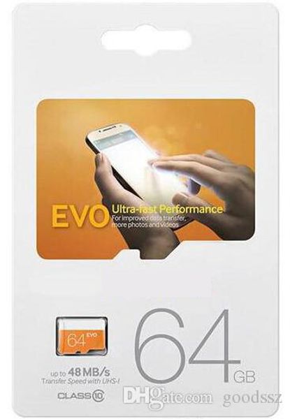 Cartão de memória 64GB de EVO 64GB classe 10 UHS-1 Transflash TF para Samsung Smartphone com pacote de varejo selado