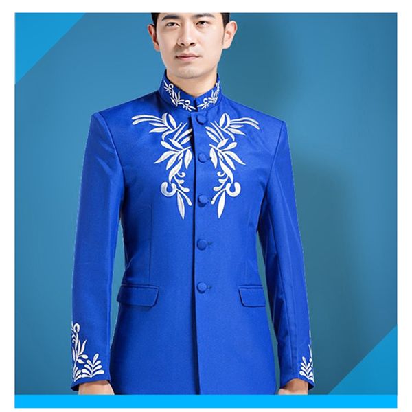 

2018 trendy male version of stage collar performance costumes clothes, Red