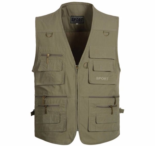 

spring and autumn men waistcoat multi-pocket colete pgraphy vest keep warm large size, Black;white