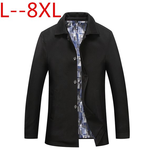 

plus size 10xl 8xl 6xl 5xl 4xl men jacket coat long section fashion trench coat new brand casual fit overcoat jacket outerwear, Black;brown