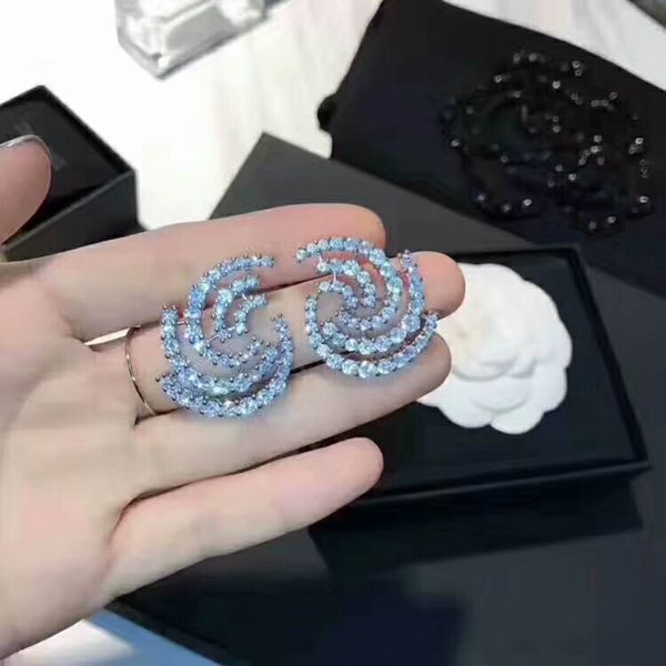 

Wind Storm Shape Cute Lovely Cool Stud Earring Shinning Cubic Stone Young Lady Solid 925 Silver