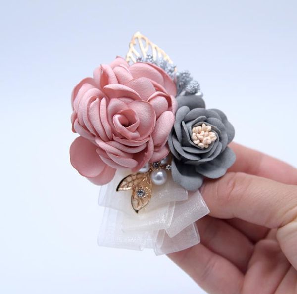 

wedding supplies wedding props korean bride and groom simulation flower bridesmaid groomsman brooch export