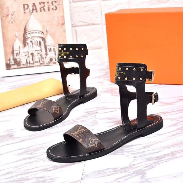 

hot Super luxury brand designer sandals Gladiator sandals are made of vintage leather The female sandals Women's shoes gnb1124 N13