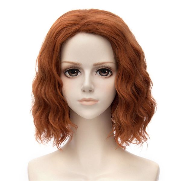 

orange brown short curly women halloween cosplay full wavy hair wigs, Black