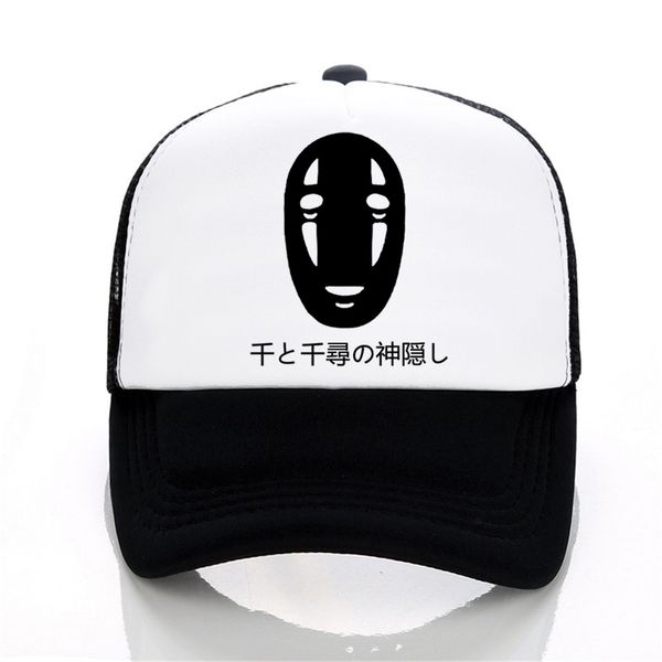 

japanese style spirited away letters baseball caps men women summer mesh cap summer fashion adjustable trucker cap, Blue;gray