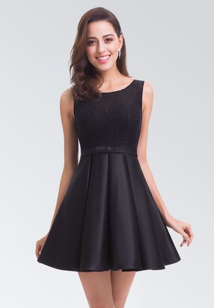 Vestidos de noite de tamanho grande vestidos de baile de festas sem mangas pretas de alta qualidade novos vestidos de coquetel de cintura alta de cintura A-line Black Hy148