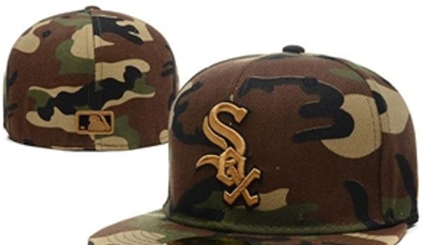 

Новый 2018 Мужская White Sox установлены шляпа полный камуфляж цвет плоские поля embroiered sox письмо команда логотип болельщики бейсболки кости полный закрытый Chapeu