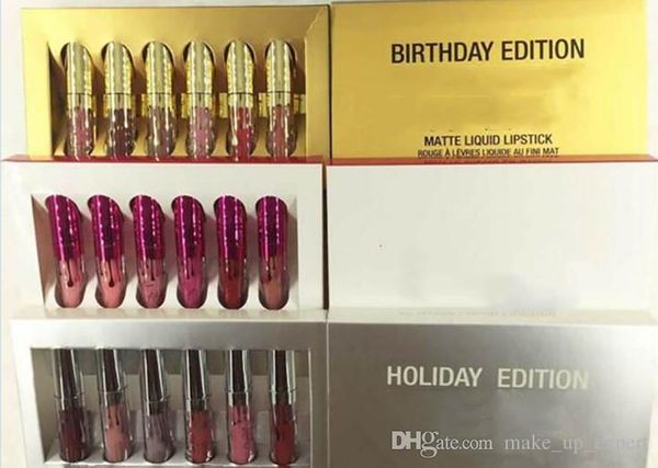 

NEW Kylie Jenner Valentine & holiday & Birthday Edition Lip Kit Matte Liquid Lipsticks 6pcs set mini kylie lipgloss kit free delivery
