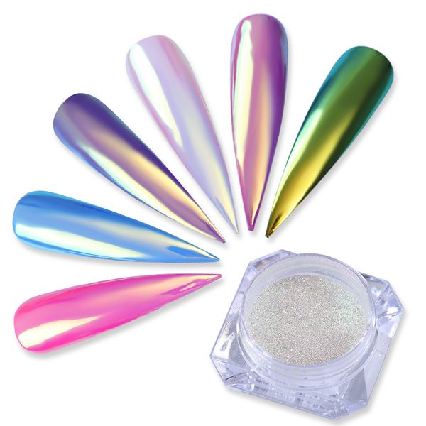 

born pretty 0.2g neon unicorn nail glitter powder chameleon mermaid mirror pigment chrome dust powder uv nail art decoration, Silver;gold