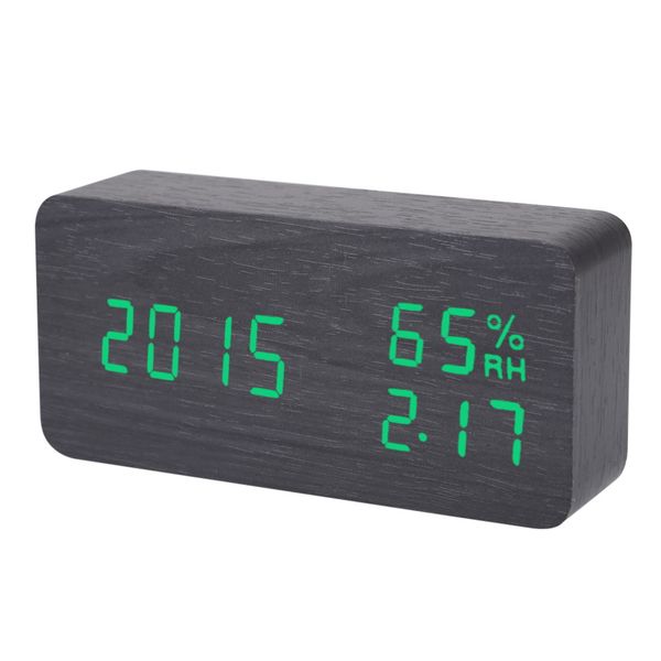 

digital led alarm clock sound voice control light digital led time humidity display wooden alarm clock electronic clocks desk
