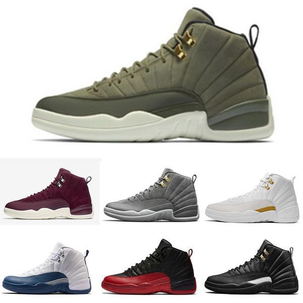 

12 12s ovo white gym red dark grey basketball shoes cp3 men women taxi blue suede flu game cny sneakers sports