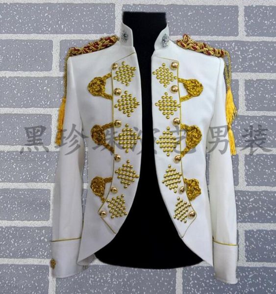 

black white men suits designs masculino homme terno stage costumes for singers men blazer dance clothes jacket style dress rock, White;black
