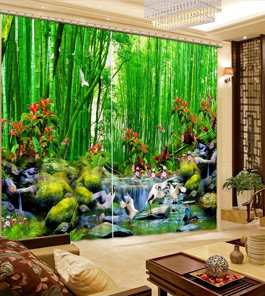 

bamboo forest scenery curtains liveing room window modern curtain for bedroom