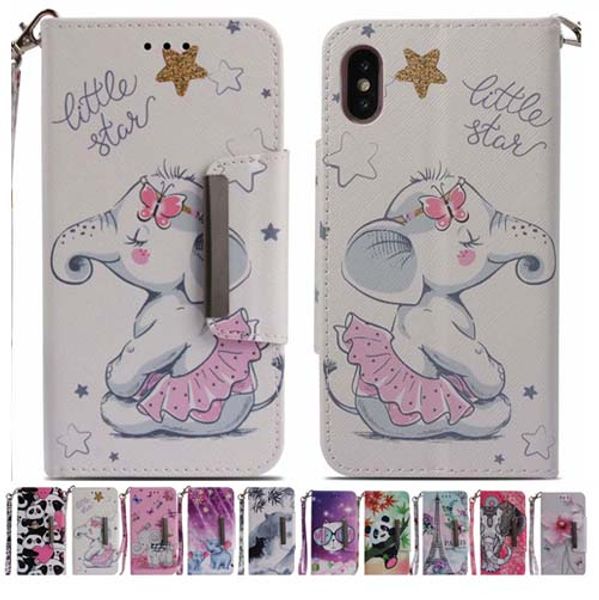 

Cute elephant panda wolf flip pu leather wallet ca e for iphone x xr x max 8 7 6 6 plu 7 8 9 10e plu note 9