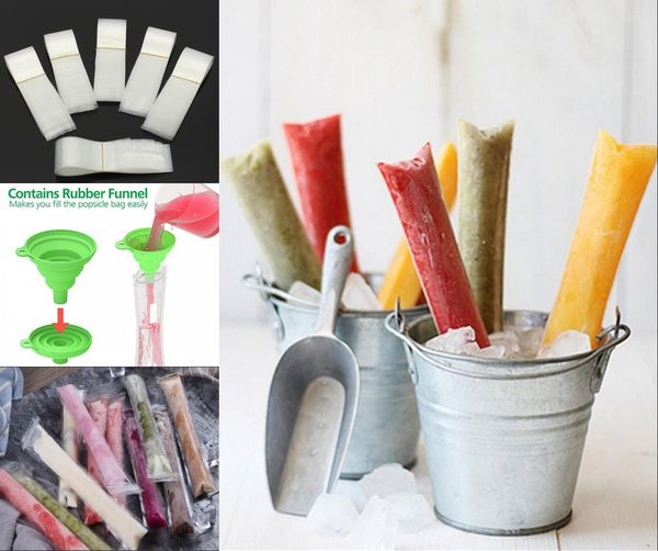 Buz Popsicle Kalıpları Çanta Zip Kalıplar ile Pop Kalıp Kılıfı Ücretsiz Huni DIY Zip-Top Buz pop Torbalar için Gogurt, Buz Şeker veya Freeze Pops