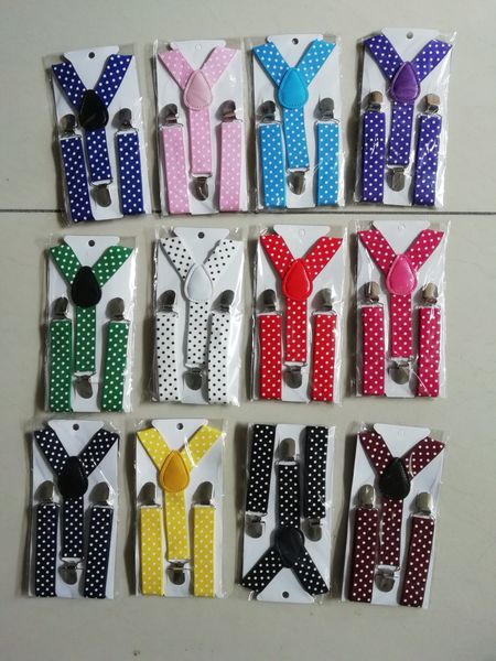

500pcs/lot kid dot suspenders adjustable y-back braces clip-on elastic suspender kid belt, Black;white