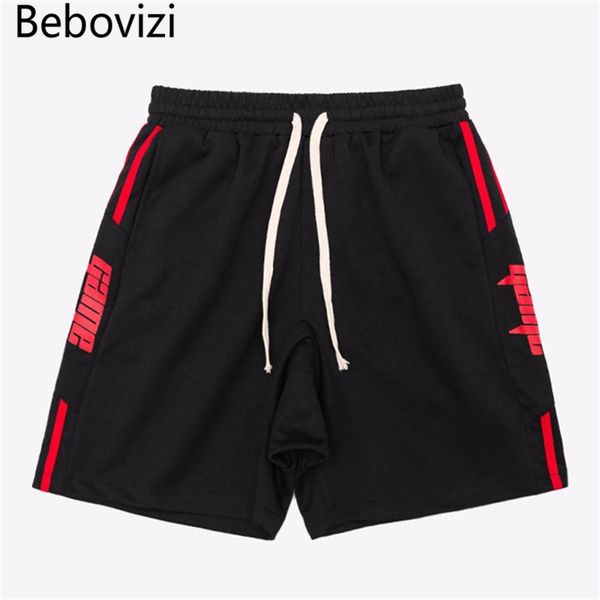 

bebovizi brand fashion hip hop fitness shorts summer men retro sweatpants side stripes letters street skateboard shorts 3 color, White;black