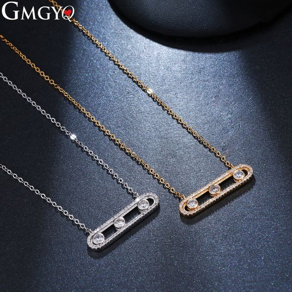 

gmgyq fashion simple sliding ellipse shape pendant necklace for women bead charm necklace dainty layering necklaces gifts, Silver