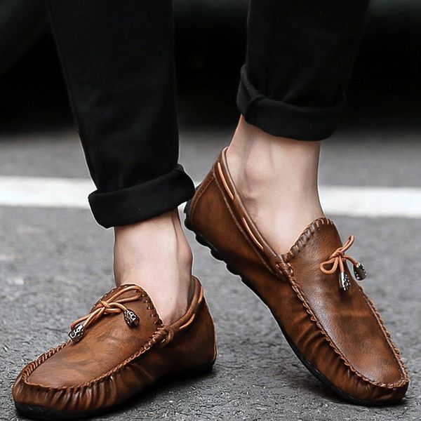 

summer men's loafers italian slip on leather casual shoes male driving black flats sneakers zapatillas hombre