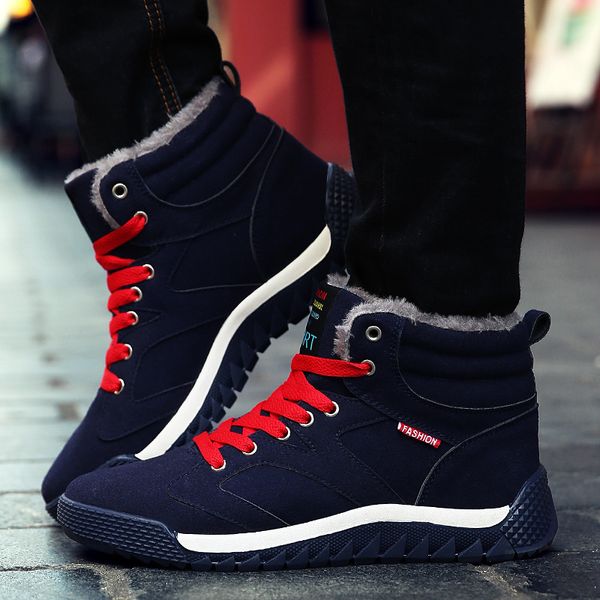 

men boots zapatos de hombre 2018 winter shoes men footwear plus size snow boots flock warm sewing timber land shoes, Black