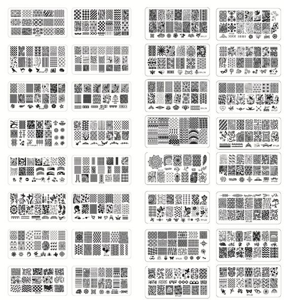 

32pcs/lot 12*6cm xy-l series nail stamping plates diy image plastic nail art manicure templates salon beauty polish print tools, White