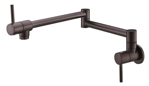 

wall mounted classic traditional solid brass pot filler kitchen faucet tap , double joint spout, oil rubbed bronze single cold water