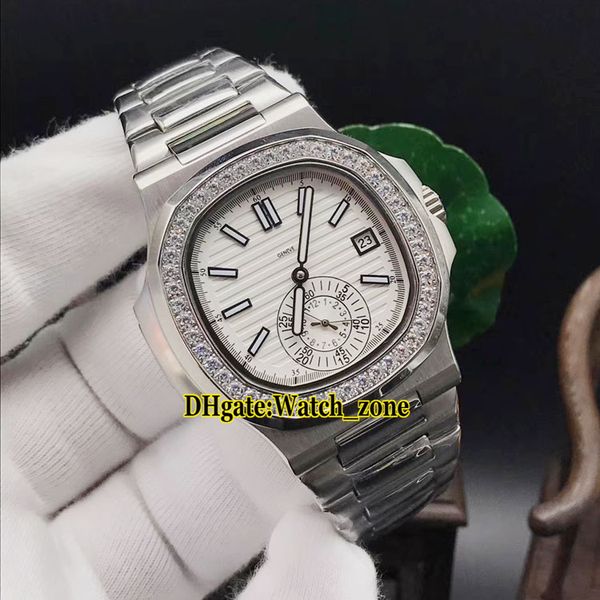 

new sport nautilus 5980/1a-019 white dial asian 2813 automatic mens watch stainless steel band diamond bezel watches, Slivery;brown