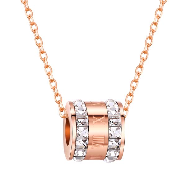 

розовое золото цвет женская мода драгоценный камень кристалл кольцо кулон ожерелье из нержавеющей стали звено цепи ожерелье подарок ювелирны, Silver