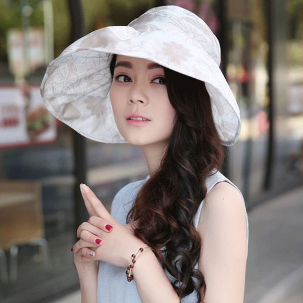 

sunproof hats for women girl anti-uv sun hat summer beach wide brim hat elegant ladies outdoor foldable, Blue;gray