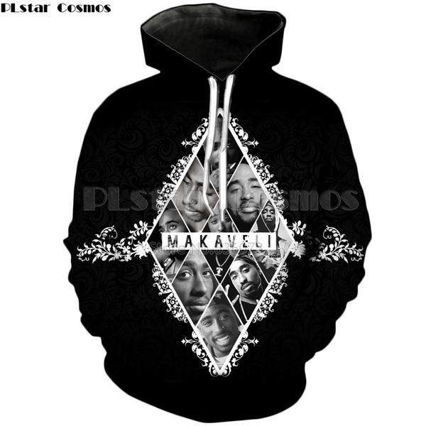 

plstar cosmos legendary rapper 2pac hoodies 2018 fashion hip hop hooded sweatshirt 2pac tupac 3d print mens womens hoodies, Black