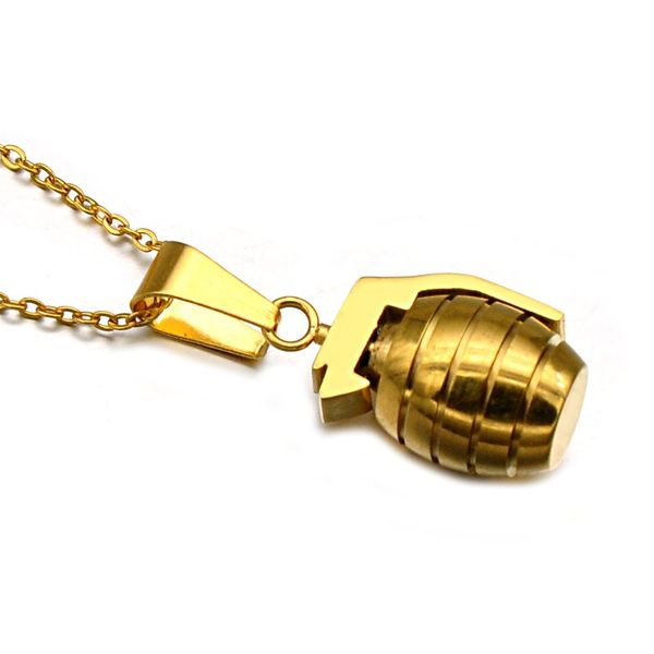 Ouro preto cor titânio aço inoxidável esportes mão granadas bombas pingente colares para homens jóias