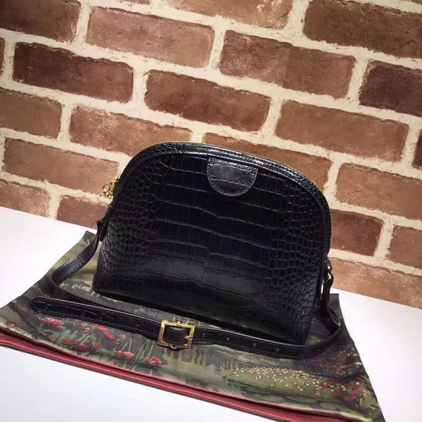 

est quality 23cm crocodile leather zipper single shoulder bag black color bag for women