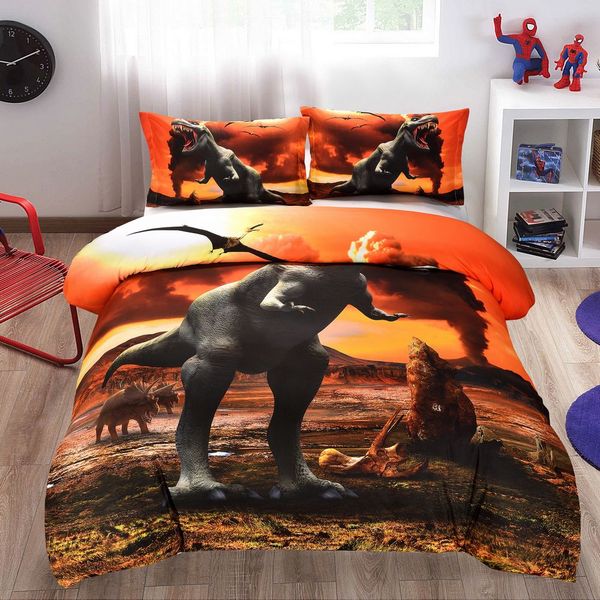 

3d quilt cover clothes pillowcase kids bedroom bohemia style twin full  king size bedding dinosaur volcano eruption