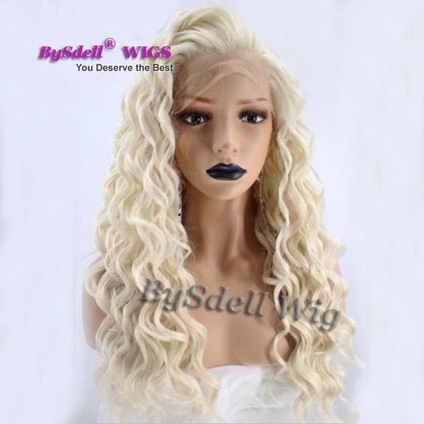 Synthetic African American Natural White Platinum Blonde Curly